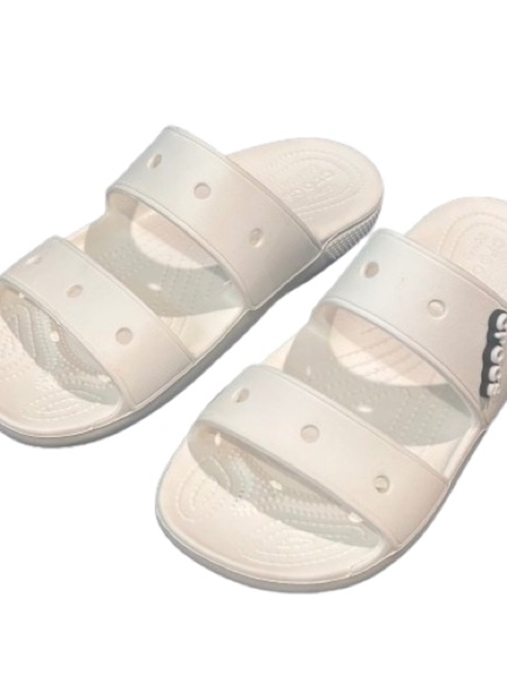 Crocs Iconic Two-Strap Sandals Waterproof Slides White Bride Bachelorette M9 W11